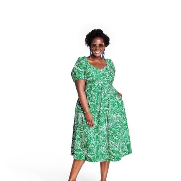 NWT  TABITHA BROWN X TARGET Linear Floral Print Tie-back Dress - Picture 3 of 5